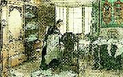 Carl Larsson karin vid linneskapet-min hustru i linneskapet oil painting on canvas